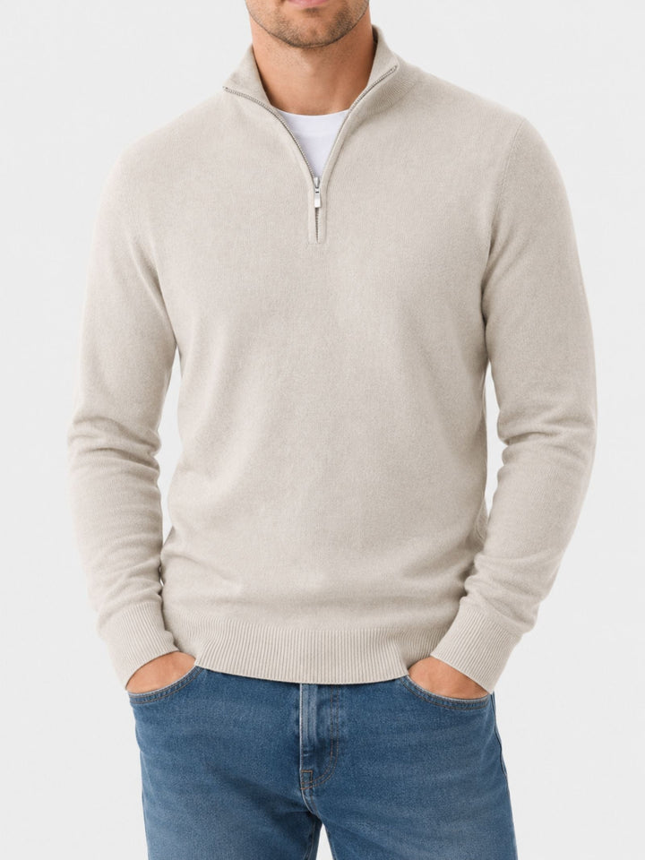 Antoine | Pull en Laine Homme Demi-Zippé Col Montant