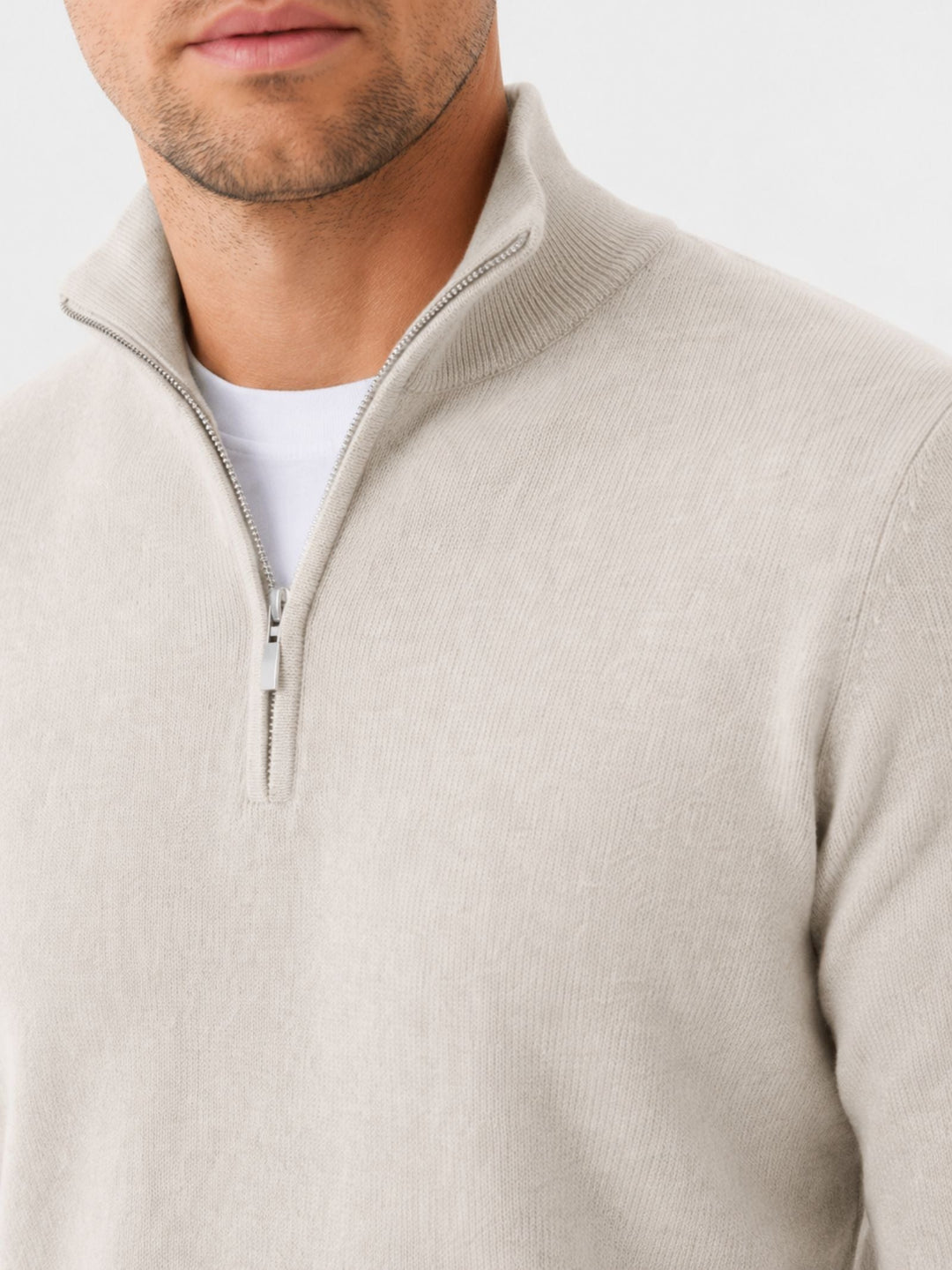 Antoine | Pull en Laine Homme Demi-Zippé Col Montant
