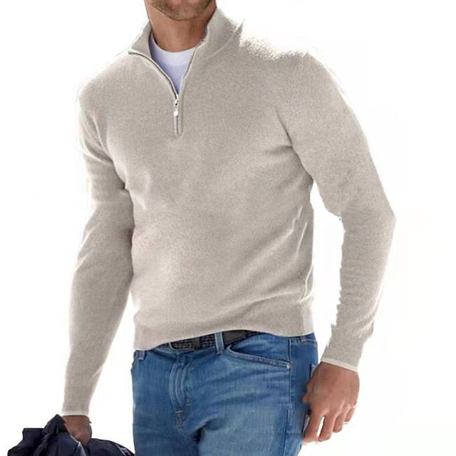 Antoine | Pull en Laine Homme Demi-Zippé Col Montant