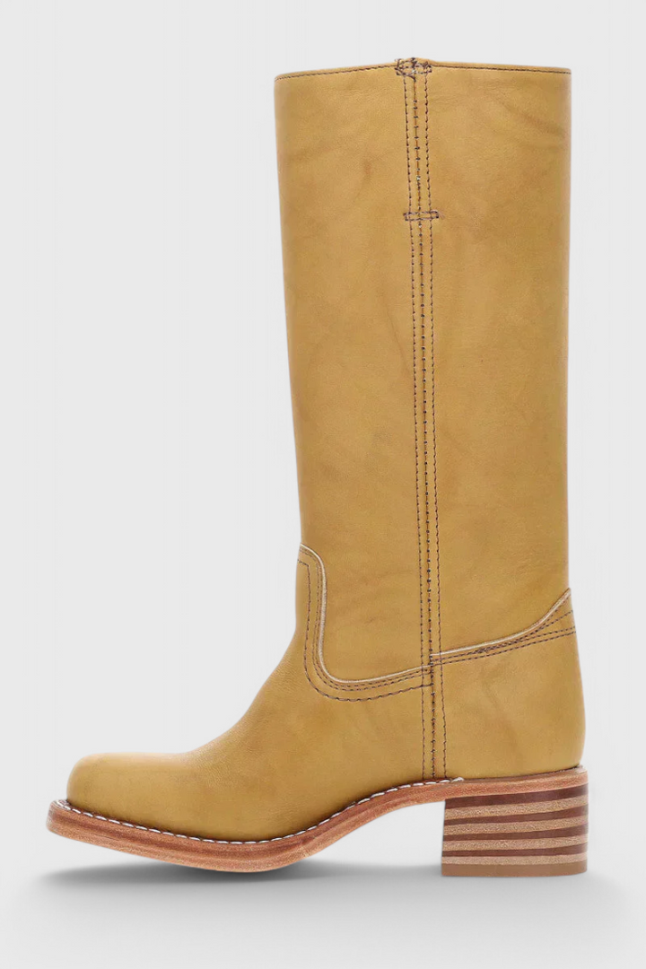 Apolline | Bottes Montantes en Cuir à Talon Carré Femme