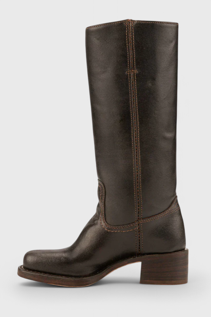 Apolline | Bottes Montantes en Cuir à Talon Carré Femme