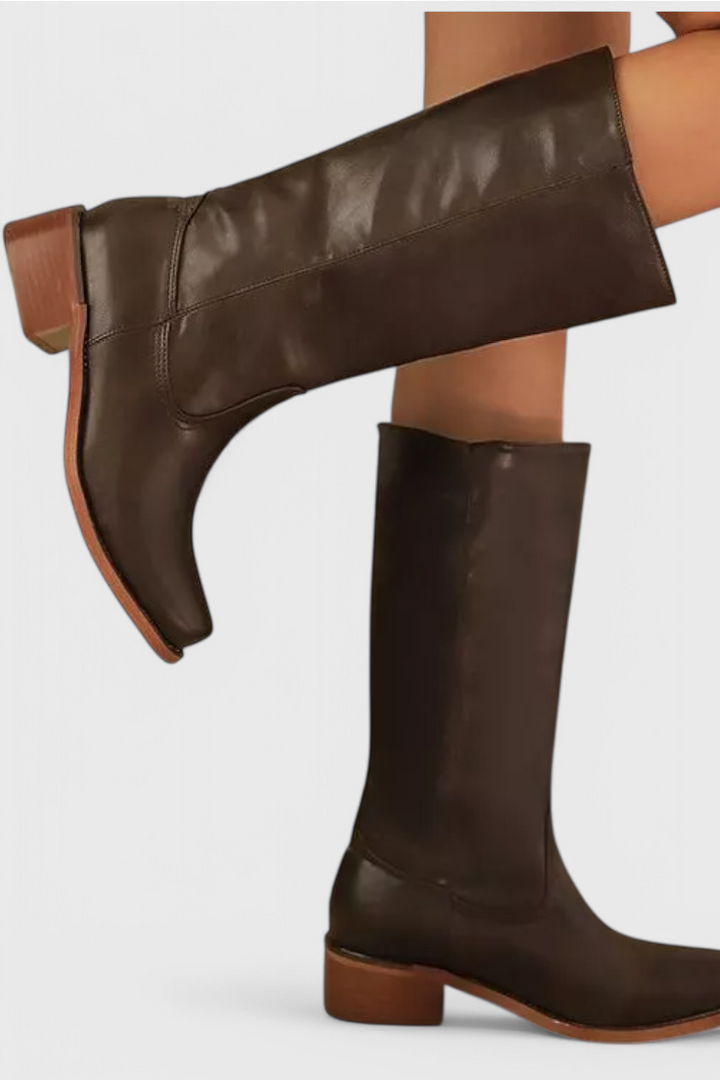 Apolline | Bottes Montantes en Cuir à Talon Carré Femme