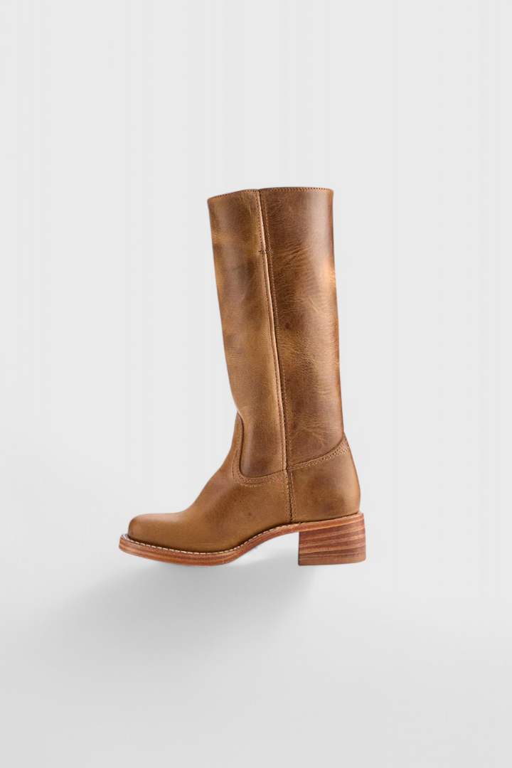 Apolline | Bottes Montantes en Cuir à Talon Carré Femme