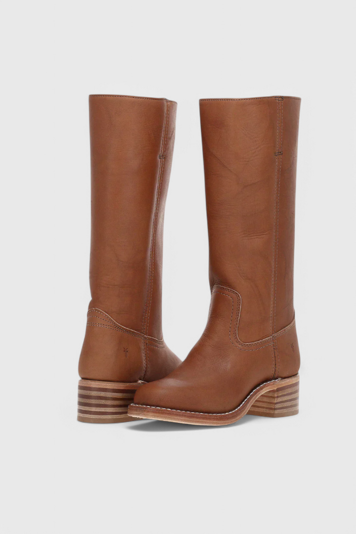 Apolline | Bottes Montantes en Cuir à Talon Carré Femme