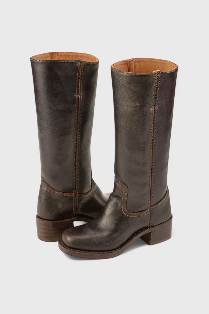 Apolline | Bottes Montantes en Cuir à Talon Carré Femme