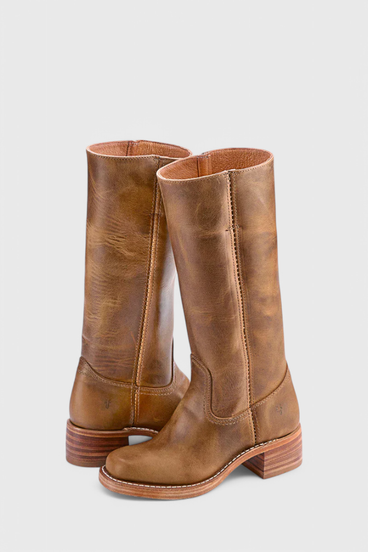 Apolline | Bottes Montantes en Cuir à Talon Carré Femme