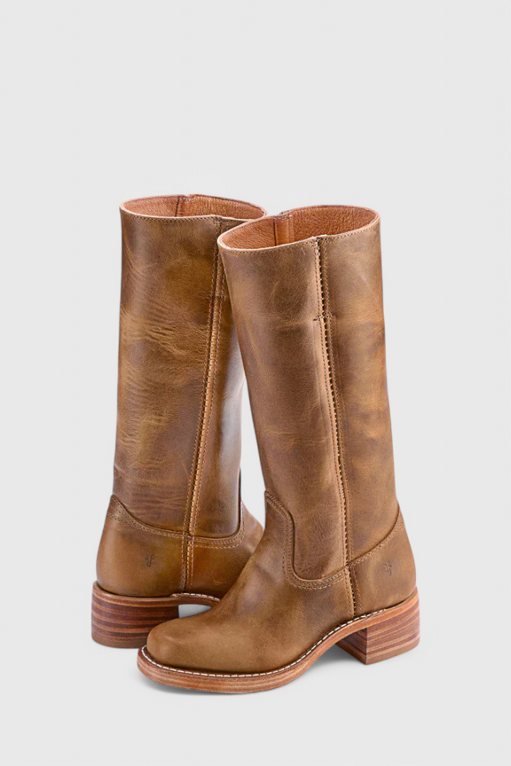 Apolline | Bottes Montantes en Cuir à Talon Carré Femme