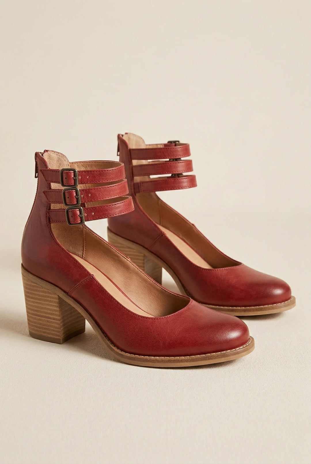Apolline | Escarpins à Talon Carré Femme Bride Cheville Cuir