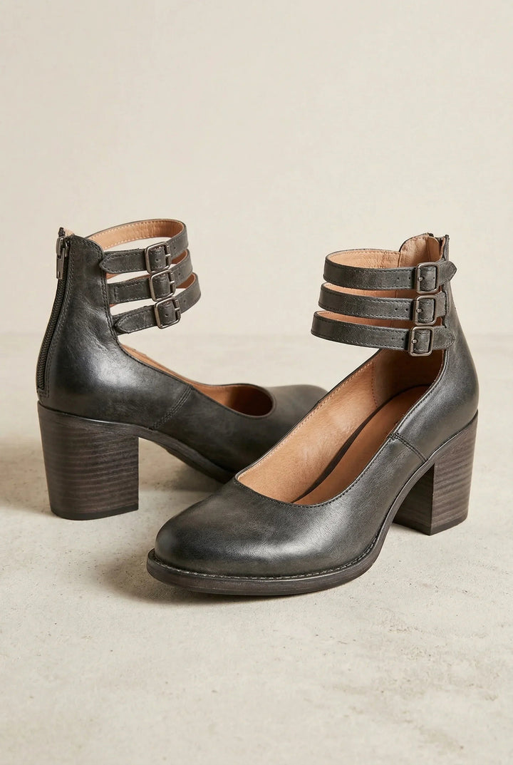 Apolline | Escarpins à Talon Carré Femme Bride Cheville Cuir