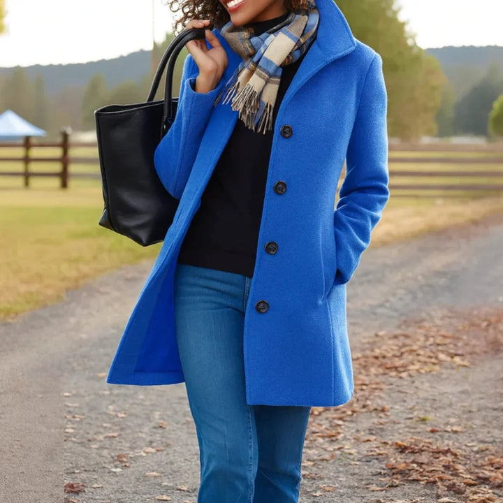 Apolline | Manteau Mi-Long en Laine Femme Col Revers Boutonné