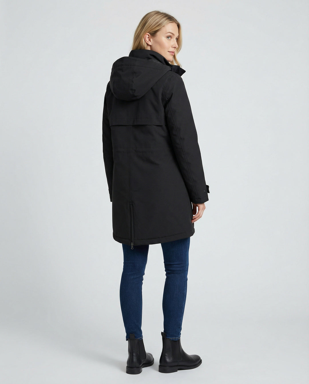 Apolline | Parka Longue Imperméable à Capuche Femme Coupe Droite