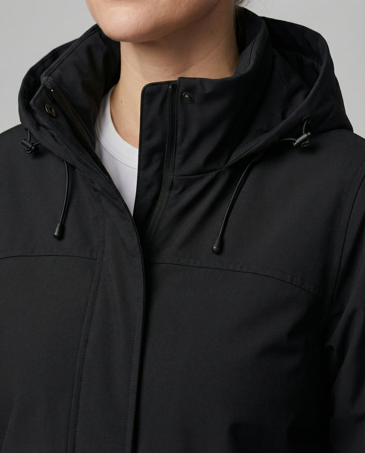 Apolline | Parka Longue Imperméable à Capuche Femme Coupe Droite