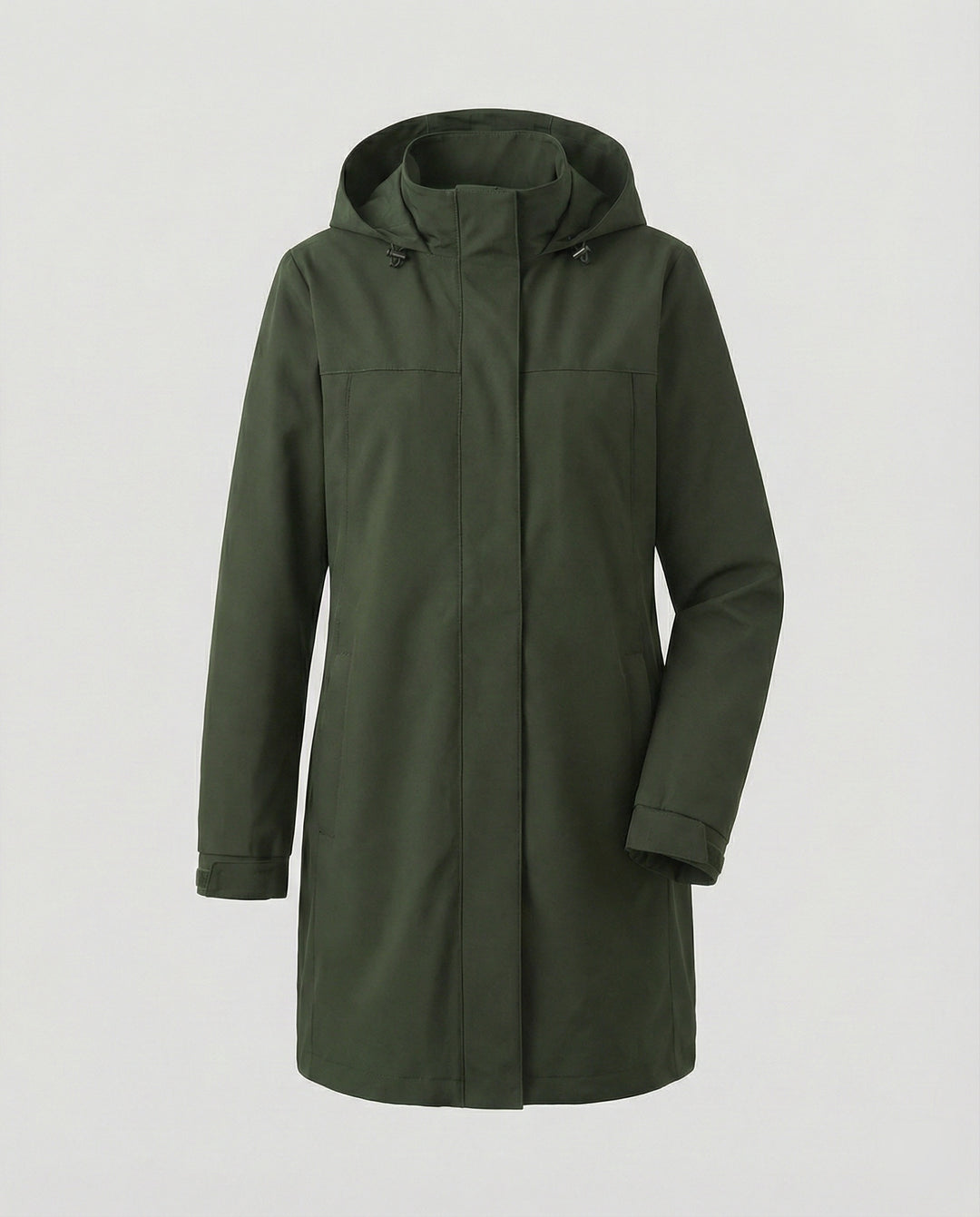 Apolline | Parka Longue Imperméable à Capuche Femme Coupe Droite