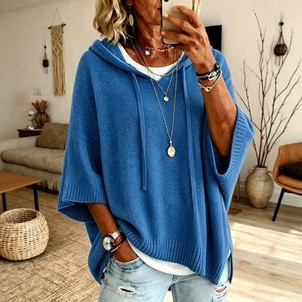 Apolline | Poncho en Tricot à Capuche Femme Oversize
