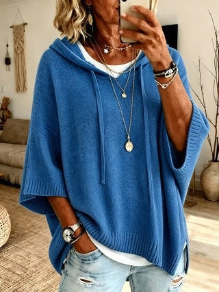 Apolline | Poncho en Tricot à Capuche Femme Oversize