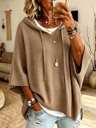 Apolline | Poncho en Tricot à Capuche Femme Oversize