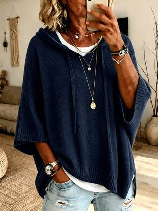 Apolline | Poncho en Tricot à Capuche Femme Oversize