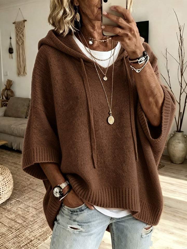 Apolline | Poncho en Tricot à Capuche Femme Oversize