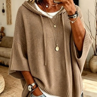 Apolline | Poncho en Tricot à Capuche Femme Oversize