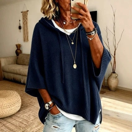 Apolline | Poncho en Tricot à Capuche Femme Oversize