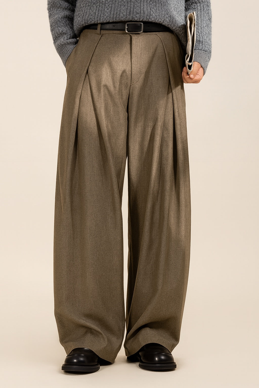 Arthur | Pantalon de Costume Homme Taille Haute Jambe Large à Plis