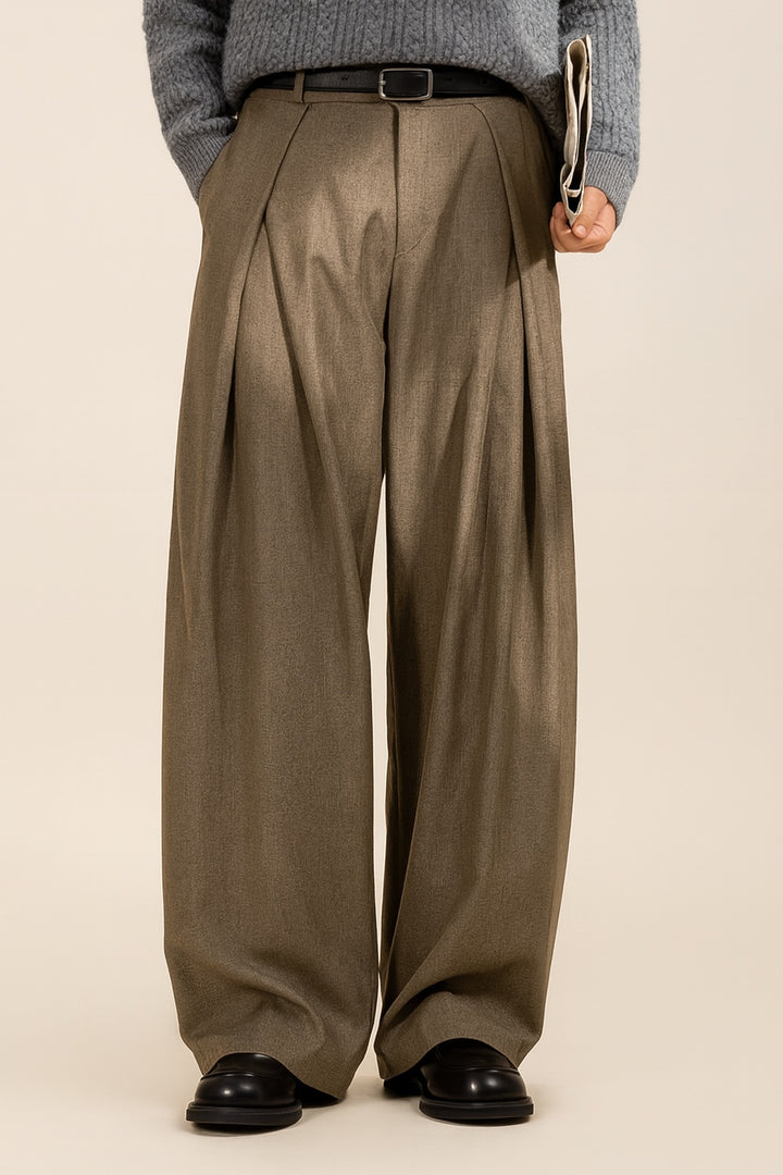 Arthur | Pantalon de Costume Homme Taille Haute Jambe Large à Plis