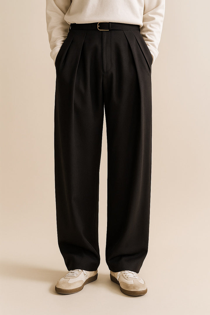 Arthur | Pantalon de Costume Homme Taille Haute Jambe Large à Plis