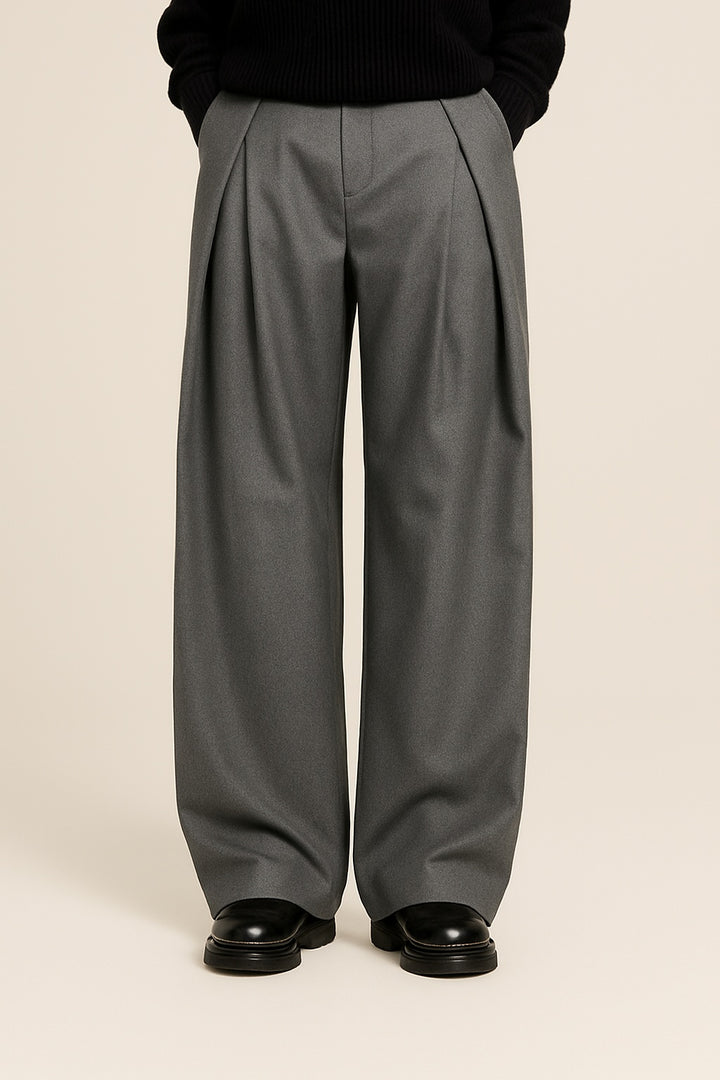 Arthur | Pantalon de Costume Homme Taille Haute Jambe Large à Plis
