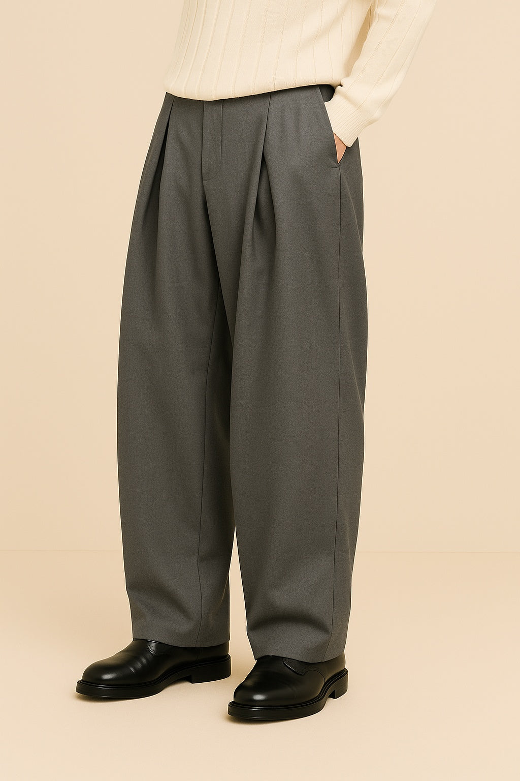 Arthur | Pantalon de Costume Homme Taille Haute Jambe Large à Plis