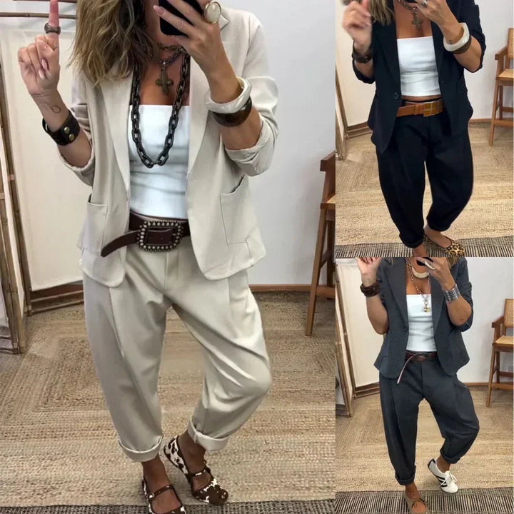 Audrey | Blazer Long Femme Tailleur Pantalon Coupe Décontractée