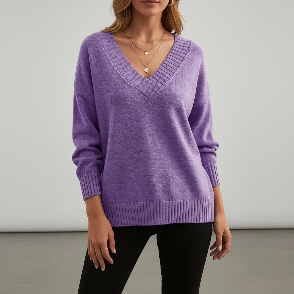 Audrey | Pull Cachemire Col V Femme Manches Longues