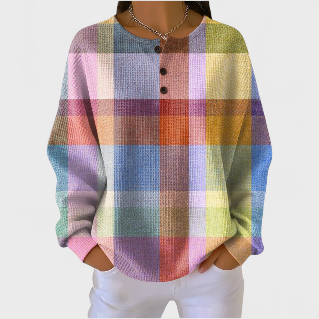 Audrey | Sweat-shirt de Noël Femme Manches Longues Imprimé Festif Waffle