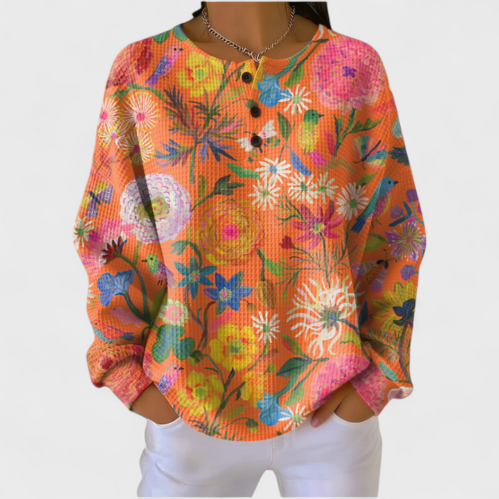 Audrey | Sweat-shirt de Noël Femme Manches Longues Imprimé Festif Waffle