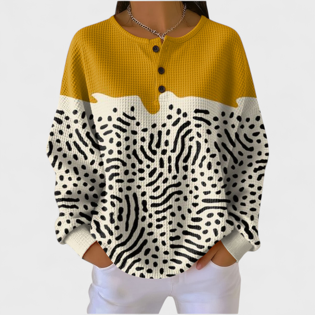 Audrey | Sweat-shirt de Noël Femme Manches Longues Imprimé Festif Waffle