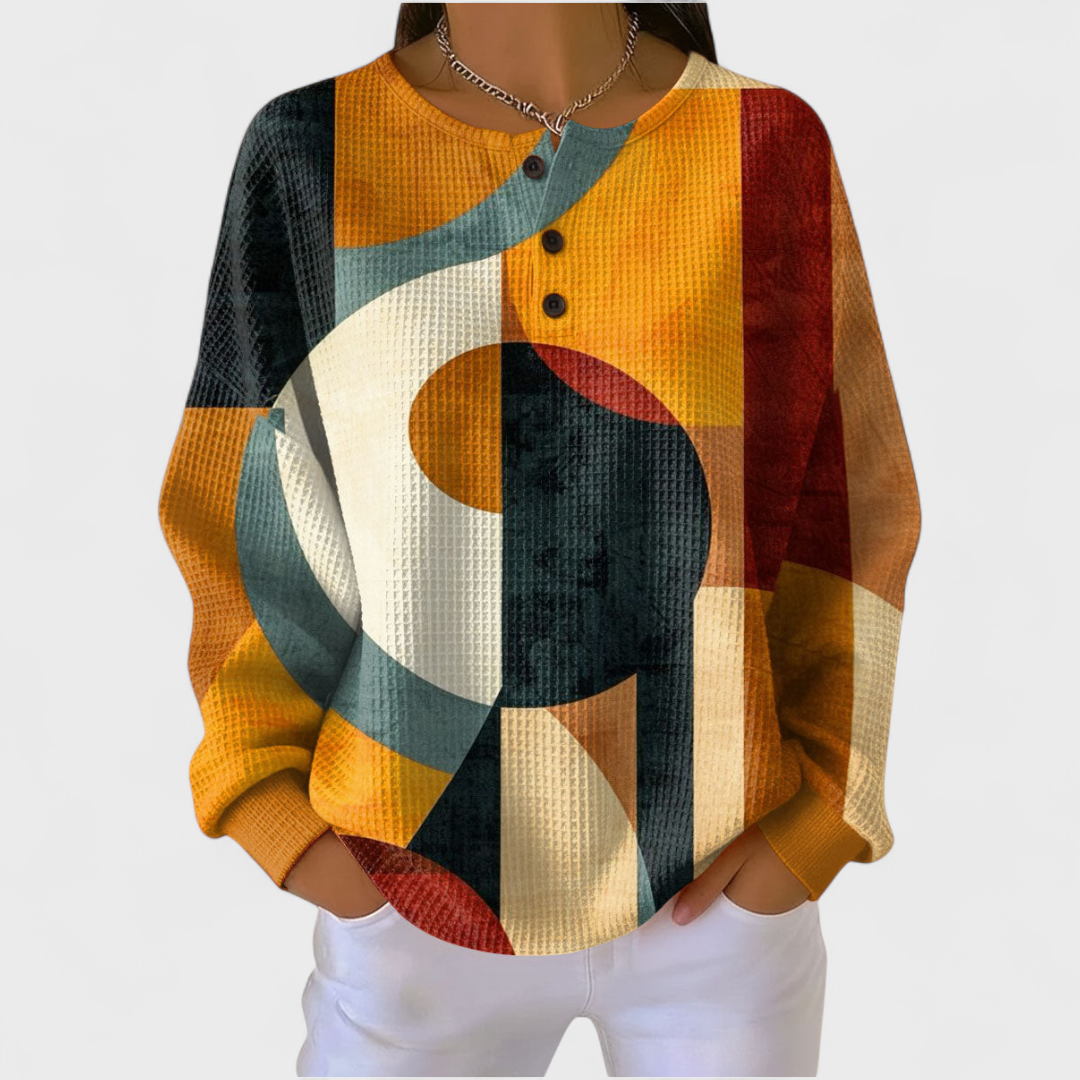 Audrey | Sweat-shirt de Noël Femme Manches Longues Imprimé Festif Waffle