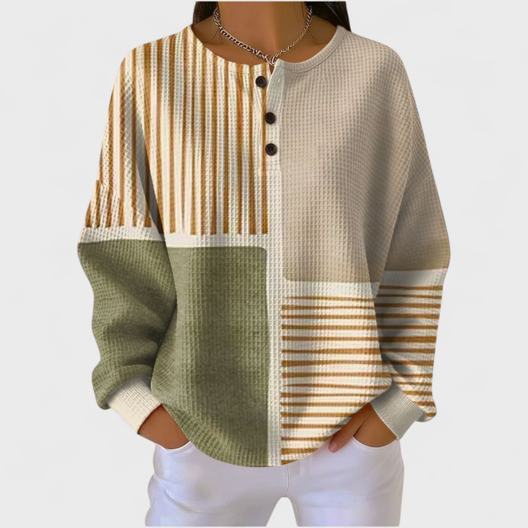 Audrey | Sweat-shirt de Noël Femme Manches Longues Imprimé Festif Waffle