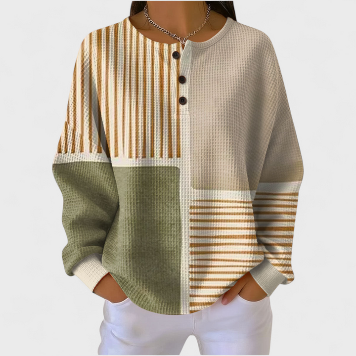 Audrey | Sweat-shirt de Noël Femme Manches Longues Imprimé Festif Waffle