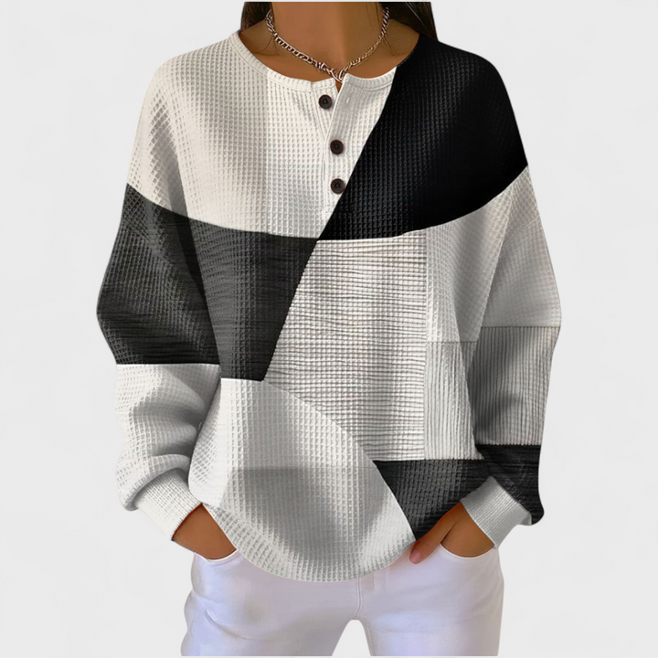 Audrey | Sweat-shirt de Noël Femme Manches Longues Imprimé Festif Waffle