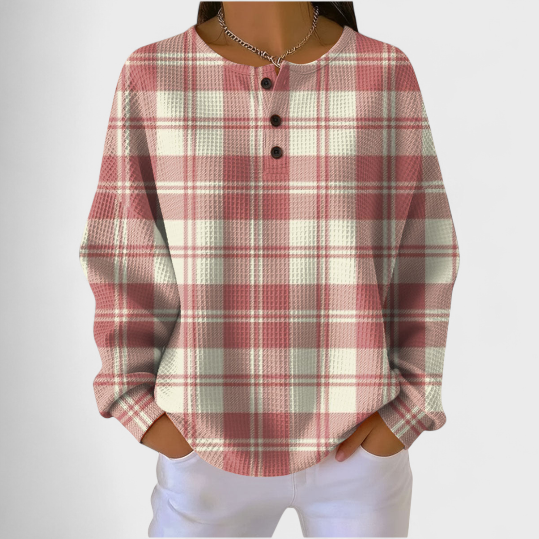 Audrey | Sweat-shirt de Noël Femme Manches Longues Imprimé Festif Waffle