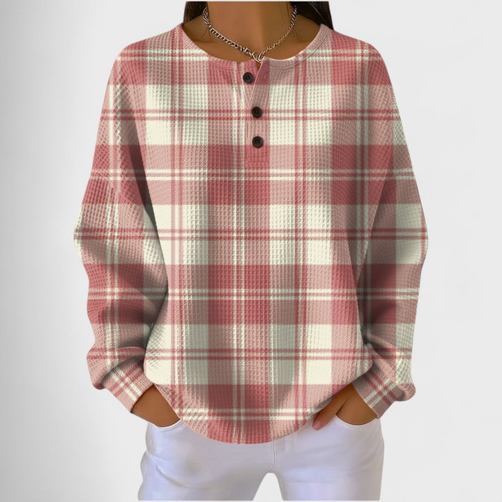 Audrey | Sweat-shirt de Noël Femme Manches Longues Imprimé Festif Waffle