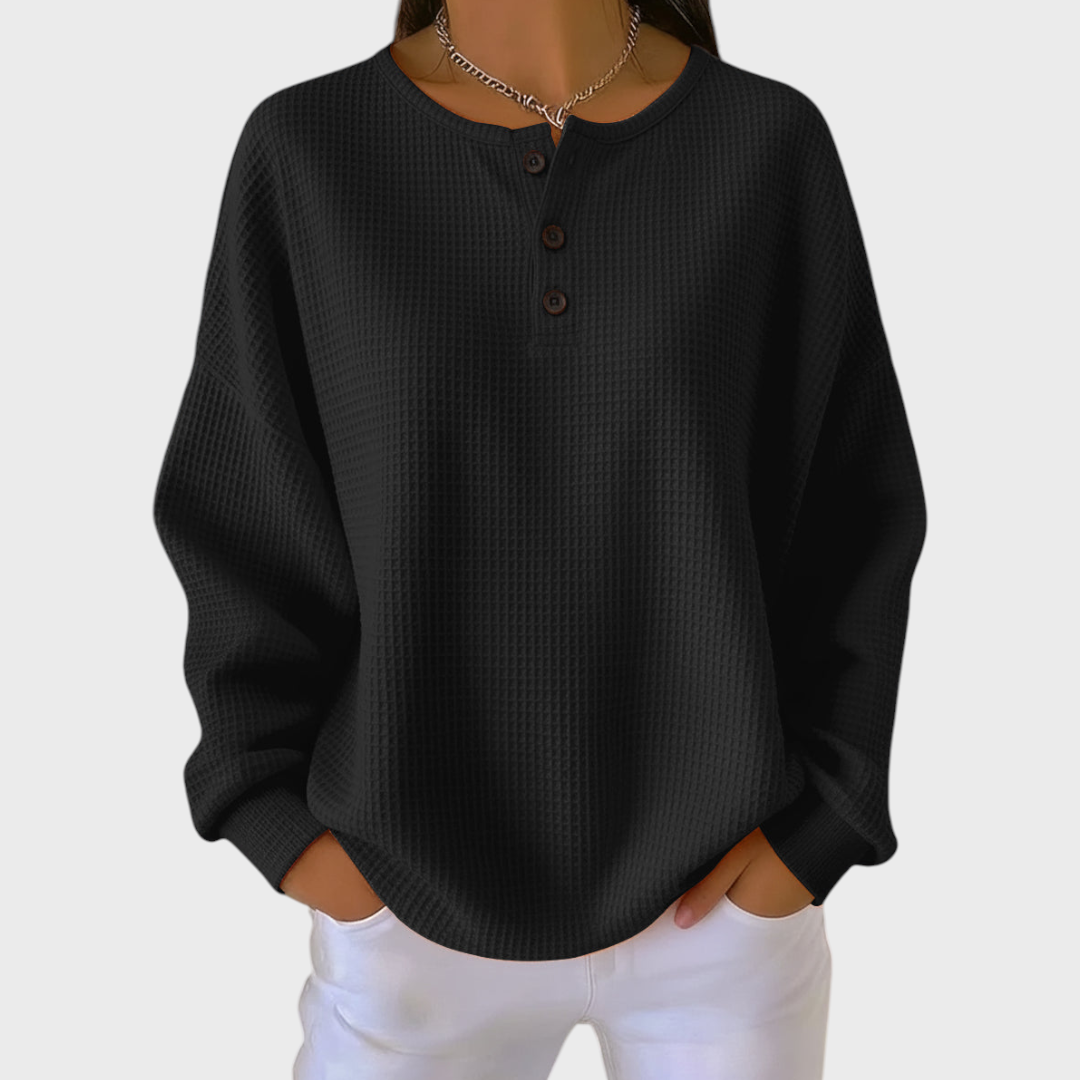 Audrey | Sweat-shirt de Noël Femme Manches Longues Imprimé Festif Waffle