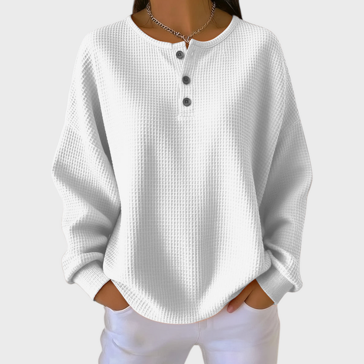 Audrey | Sweat-shirt de Noël Femme Manches Longues Imprimé Festif Waffle