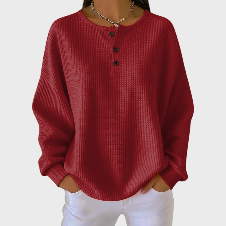 Audrey | Sweat-shirt de Noël Femme Manches Longues Imprimé Festif Waffle
