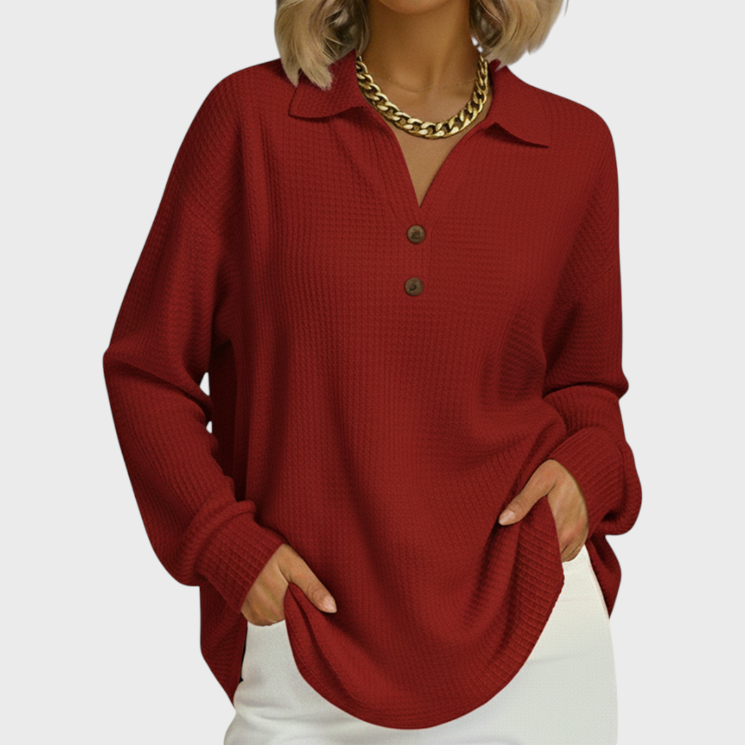 Audrey | Sweat-shirt de Noël Femme Manches Longues Imprimé Festif Waffle
