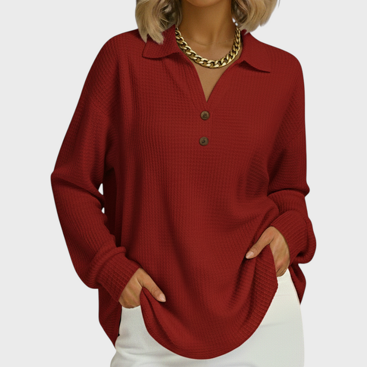 Audrey | Sweat-shirt de Noël Femme Manches Longues Imprimé Festif Waffle