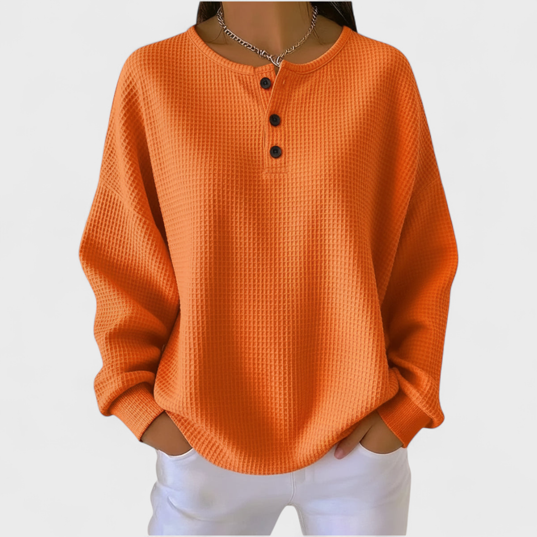 Audrey | Sweat-shirt de Noël Femme Manches Longues Imprimé Festif Waffle