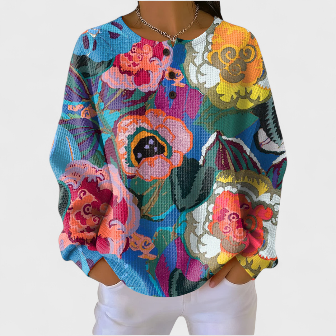 Audrey | Sweat-shirt de Noël Femme Manches Longues Imprimé Festif Waffle