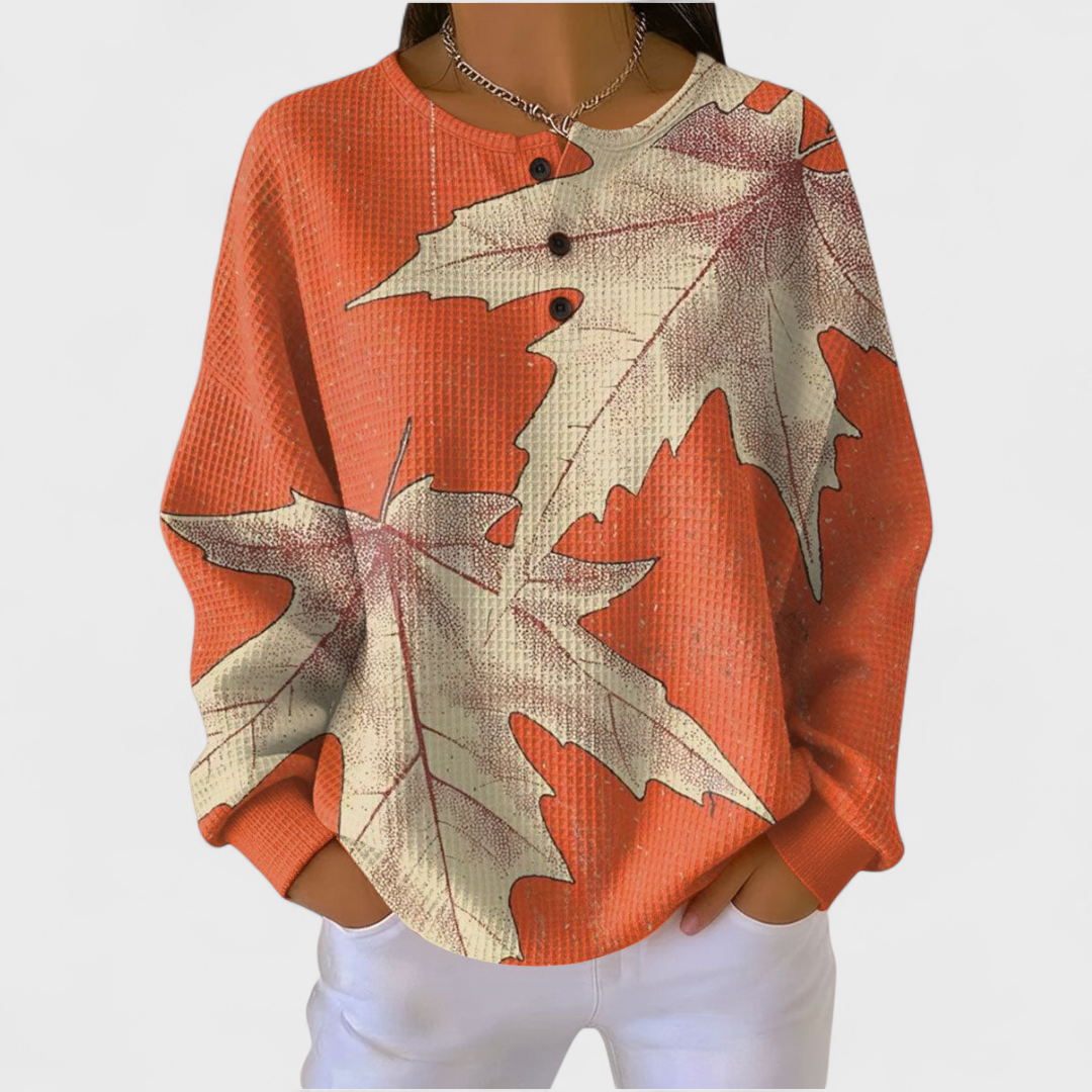 Audrey | Sweat-shirt de Noël Femme Manches Longues Imprimé Festif Waffle