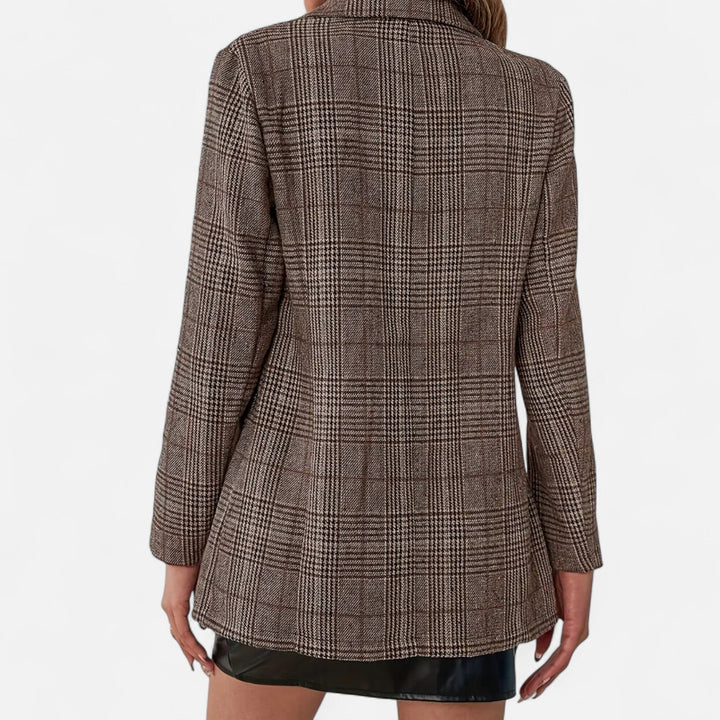 Aurélie | Blazer Tweed à Carreaux Femme Coupe Ajustée