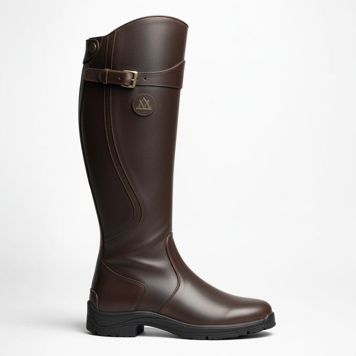 Aurélie | Bottes Hautes Cuir Femme Boucle Mollet Semelle Crantée